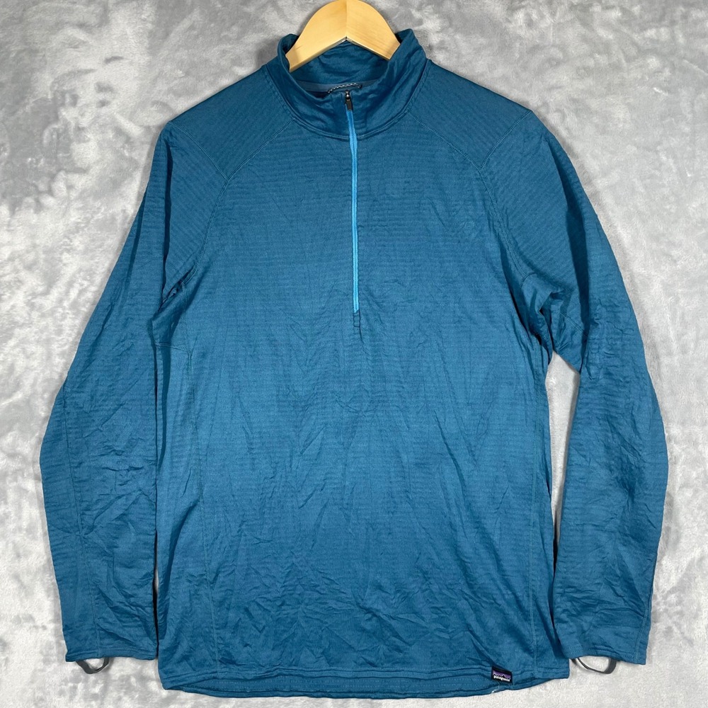 Patagonia Capilene Thermal Weight 1/4 Zip Polartec Power Grid Blue Mens XL